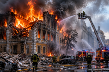Russian Drone Strike Hits Ukraine’s National Academy of Sciences in Central Kyiv, Killing at Least Two
